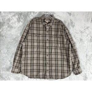 Duluth Free Swingin Flannel‎ Relaxed Shirt XL Brown Plaid Long Sleeves Chore